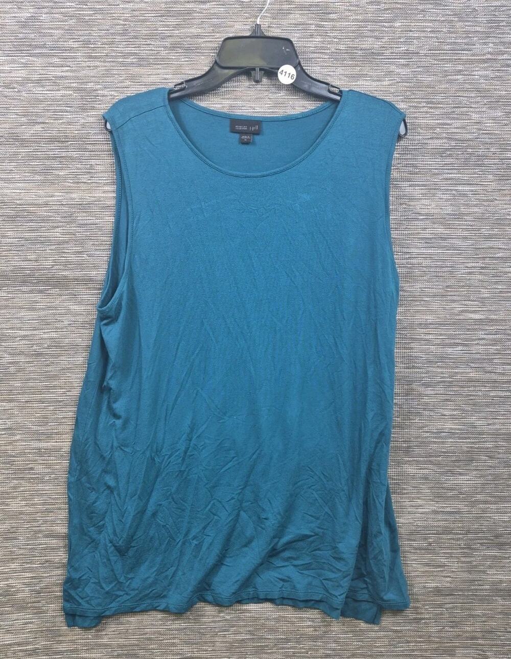 J Jill Tank Top Tunic Teal Green Wearever Collection Womens XL Stretch Lagenlook
